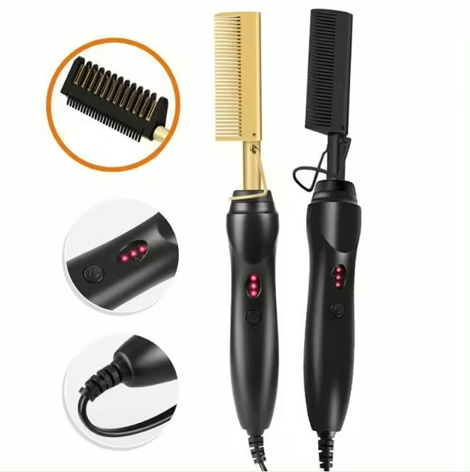 2in1 Thermoelectric Hair Curler & Straightener Hot Comb | Dual Function for Straight or Curly Styles | Adjustable Temperature Control