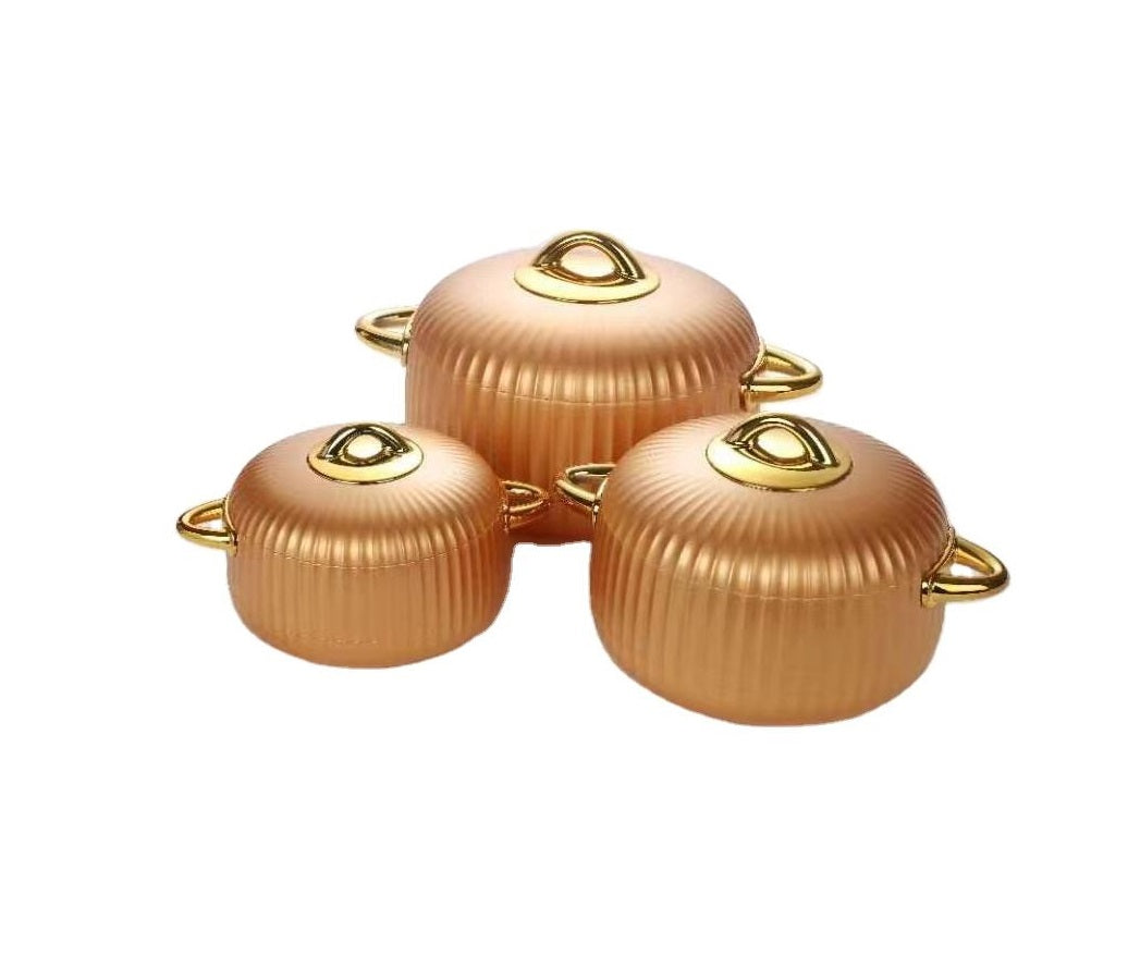 3 Piece Luxurious Insulated Hotpots Set | 1000 ml, 2000 ml, 3500 ml | Elegant Design