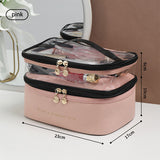 PU Leather Double-Layer Waterproof Toiletries & Cosmetics Bag | Compact Travel Organizer