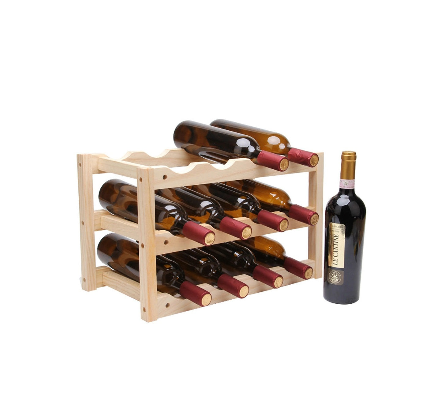 Bamboo Wine Rack Stand | Foldable Countertop Wooden Spice Storage Rack | Stylish Bamboo Countertop Organizer