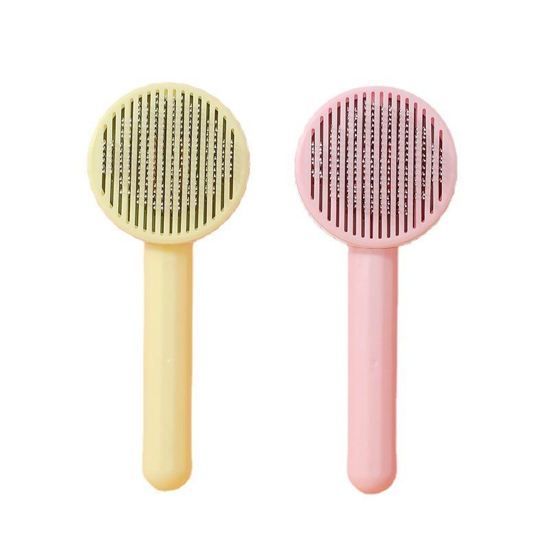 Self Cleaning Pet Comb | Stainless Steel Grooming Brush for Long-Haired Dogs and Cats | Pet Hair Brush Accessories | Available in White, Pink, Blue, Grey, Green, and Yellow