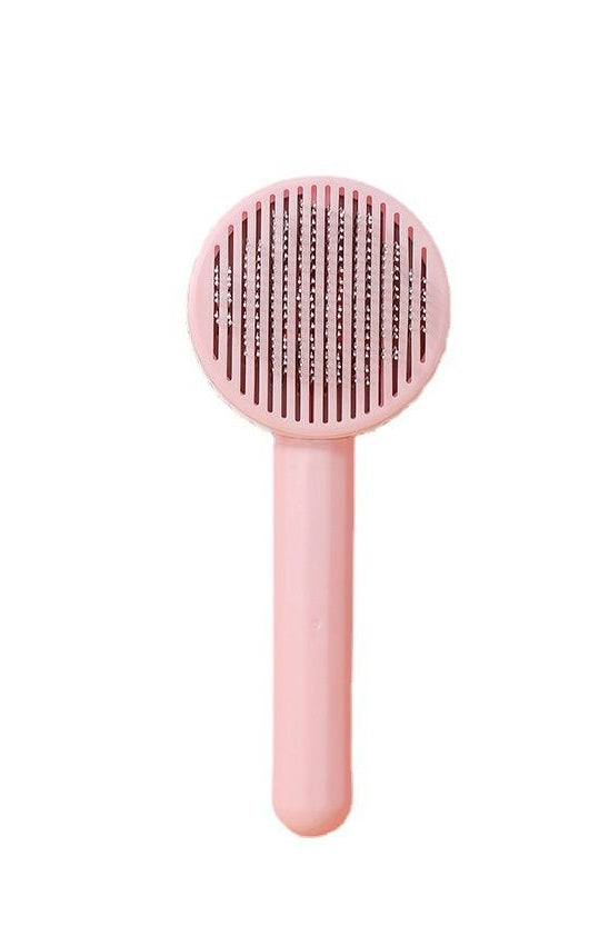 Self Cleaning Pet Comb | Stainless Steel Grooming Brush for Long-Haired Dogs and Cats | Pet Hair Brush Accessories | Available in White, Pink, Blue, Grey, Green, and Yellow