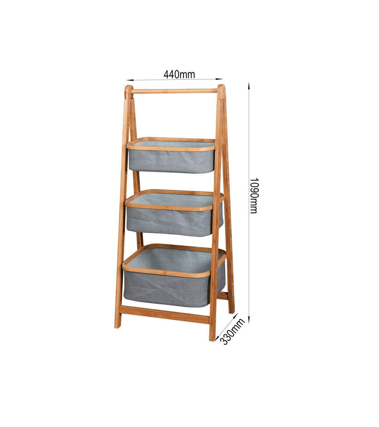 Multifunctional Collapsible & Foldable Bathroom Organizer with Removable Baskets | Canvas Storage Bins with Bamboo Frame | Bedroom, Bathroom, and Living Room Fabric Organizer