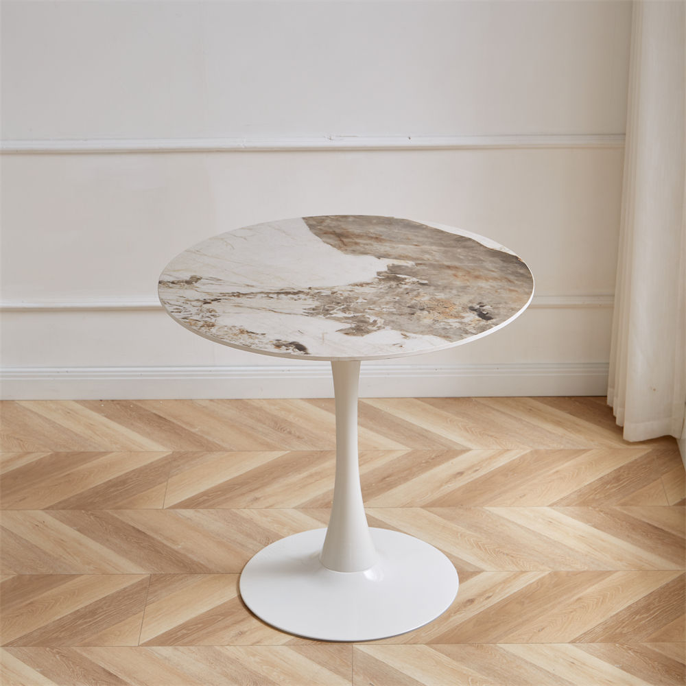 Marble Round Dining Table | Simple & Casual Nordic Style Milk Tea Coffee Table | Simple & Casual Nordic Style Milk Tea Coffee Table Balcony Small Round Table