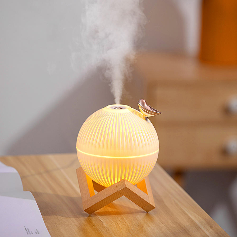 Lark Bird Ultrasonic Portable Air Humidifier Diffuser Maker Atomizer for Home/Office | 330ml USB Rechargeable with Wooden Stand