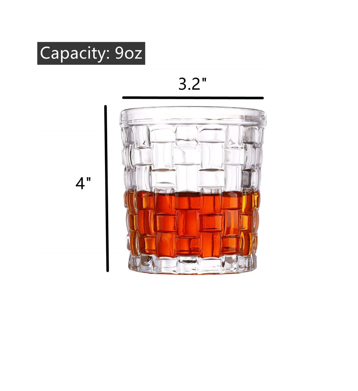 6pcs Meron Medium Whiskey Glass | 250ml | Hard Glass |  Glasses Brandy Vodka Liquor Whiskey Drinking Glasses