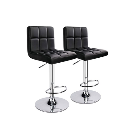 Bar Stools | PU Leather Adjustable Swivel Barstools with Back | Counter Height Square Island Barstools