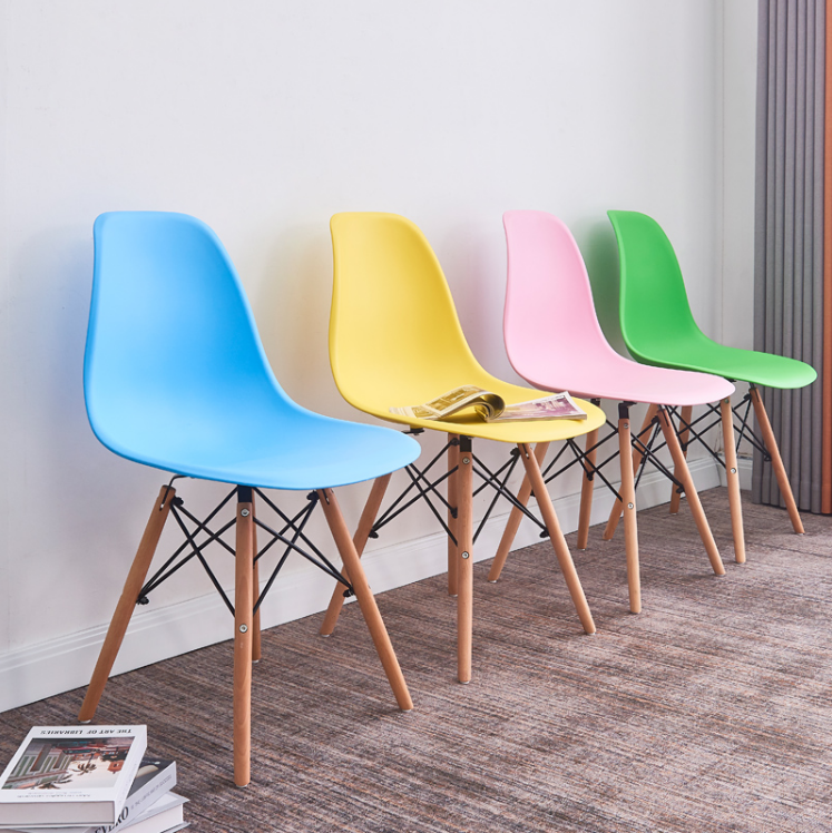 Modern Soft Seat Cushion PP Dining Chair | Tulip Plastic Easy Install Chair with Wooden Legs | Candy Color Leisure Chair for Café, Hotel, and Outdoor Use