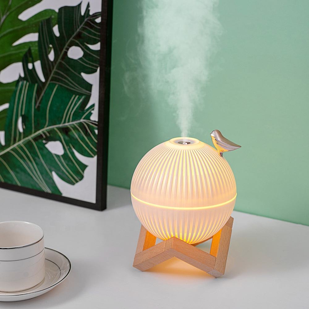 Lark Bird Ultrasonic Portable Air Humidifier Diffuser Maker Atomizer for Home/Office | 330ml USB Rechargeable with Wooden Stand