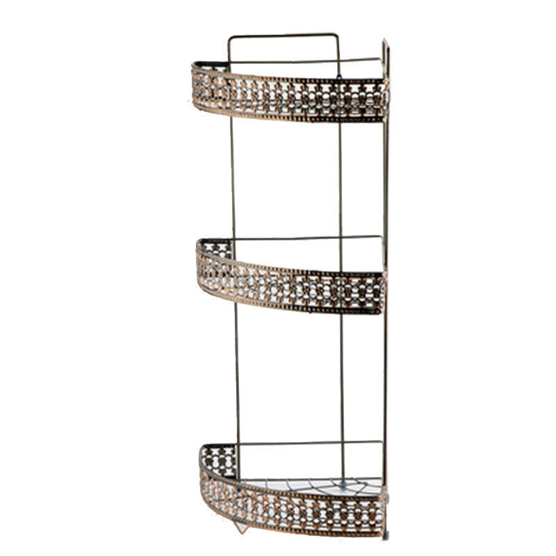 Multifunctional Stainless Steel 3 Layer Corner Shelf | Brown | 32 x 23.5 x 58 cm