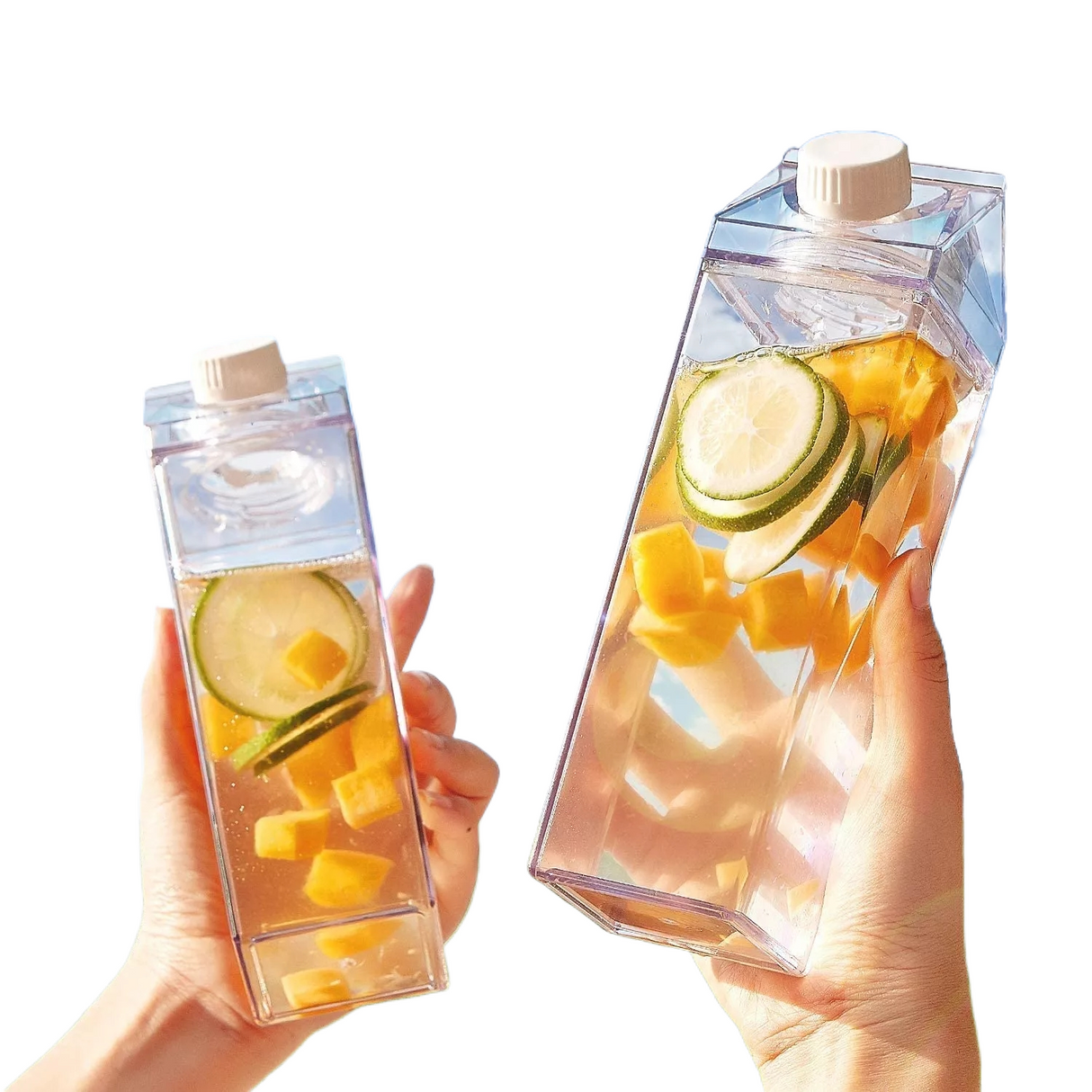 Milk Water Bottle | 500ml Large Capacity Outdoor Drinking Jug for Juice and Tea | BPA-Free Clear Square Plastic Portable Bottle