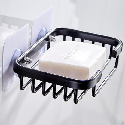 Free Punch Wall Mounted Aluminium Soap Dish Holder | Sleek Design with Effective Drainage |  13 x 9 x 3 cm