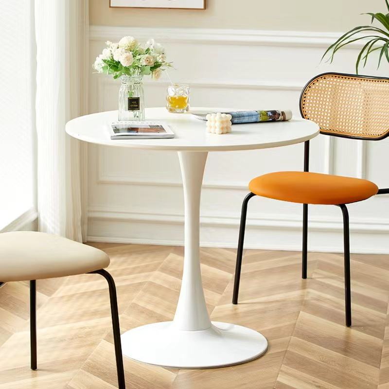 Tulip French Circular Dining Table With Metallic Stands | Available in Marble and Wooden Top