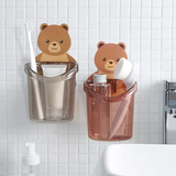 Cartoon Bear Bathroom Toothbrush Holder Cup | Wall Hanging Organizer