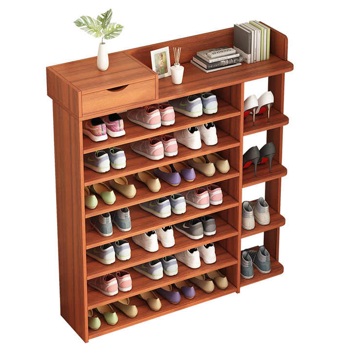 MultiLayer Storage Wooden Organizer Shoe Rack | Wooden | Dark Brown | 100 x 24 x 110 cm