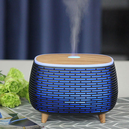 7 Colors Wood Grain Ultrasonic Aromatherapy Diffuser | 400ml Capacity | Remote Control & Night Lamp