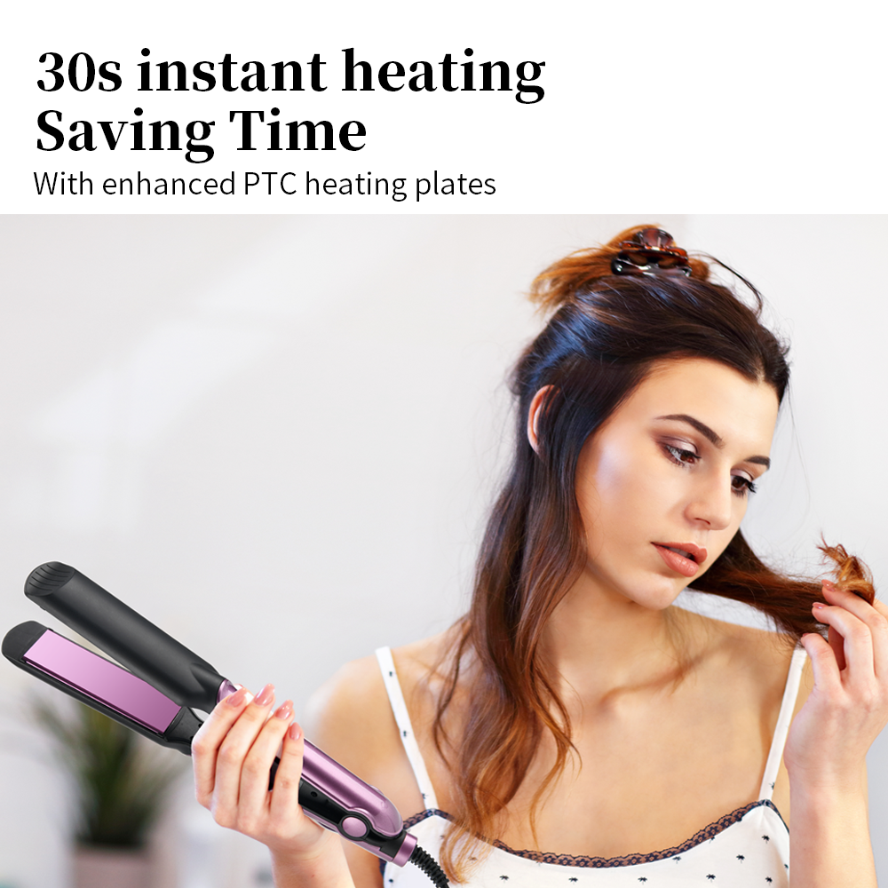 Mini Flat Iron Hair Straightener & Curling Iron | Portable High Quality Electric Comb with Max Temperature 750°F