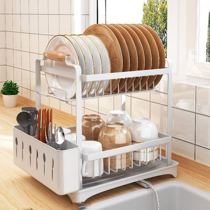 High Quality Classy Dish Rack | Rust Proof Kitchen Organizer | Compact Cutlery & Dish Drainer