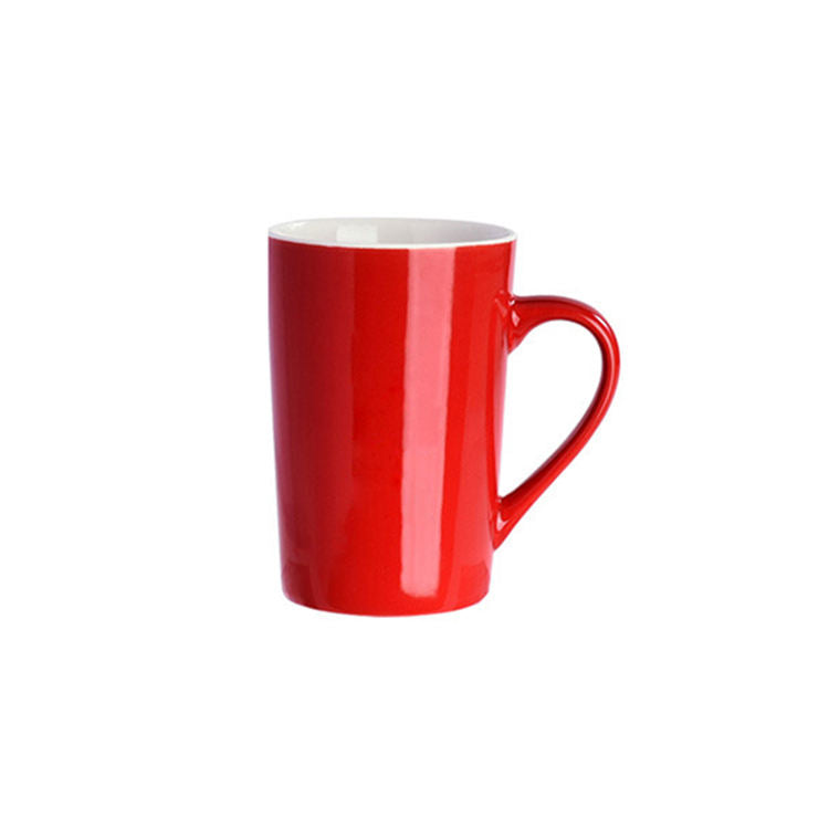 Set of 6 Vibrant Two Tone Ceramic Coffee and Tea Mugs | 400ml Capacity | Stylish Red, Yellow, and Black Mugs for Home & Office