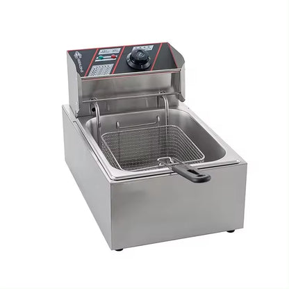 Single Electric Fryer |Stainless Steel Deep Fryer for Home and Commercial Use, Fast Heating Fryer