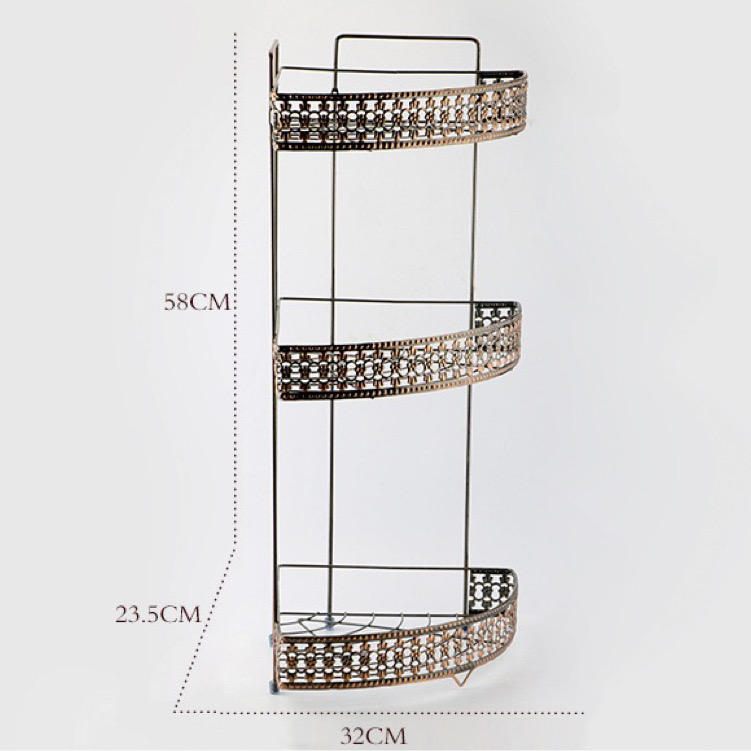 Multifunctional Stainless Steel 3 Layer Corner Shelf | Brown | 32 x 23.5 x 58 cm