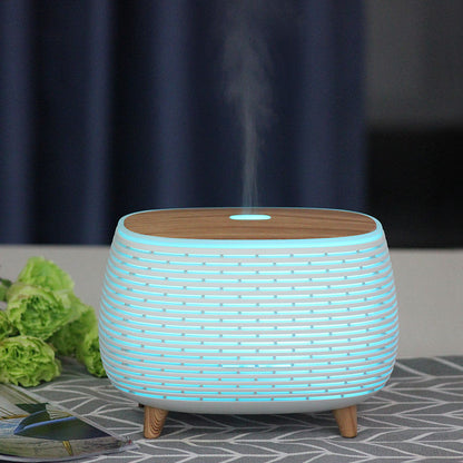 7 Colors Wood Grain Ultrasonic Aromatherapy Diffuser | 400ml Capacity | Remote Control & Night Lamp