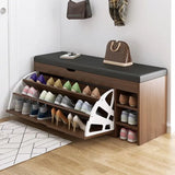 Furaha Finds Bucket Flip Shoe Rack with Storage Organizer & Leathered Seat