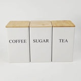 Alloy Canisters Set with Bamboo Holder | Tea, Coffee, Sugar Storage