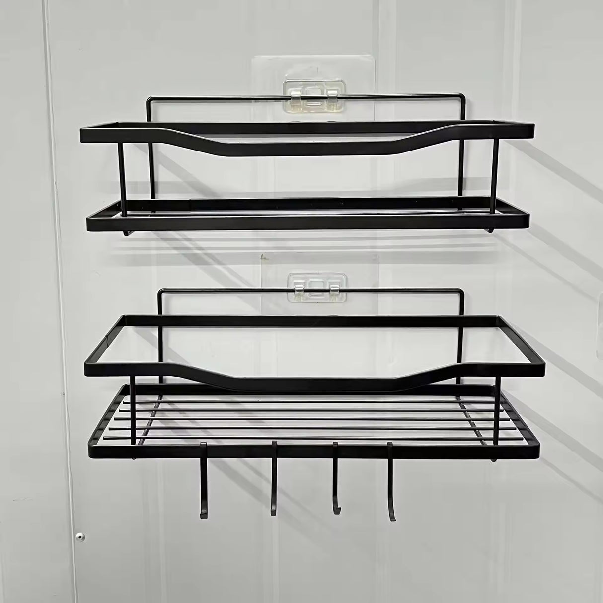 2 Piece Set Shower Caddy & Kitchen Shelf | Rustproof, Adhesive, No Drilling Required | Bathroom & Kitchen Organizer