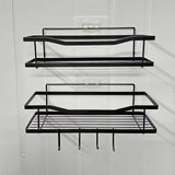 2 Piece Set Shower Caddy & Kitchen Shelf | Rustproof, Adhesive, No Drilling Required | Bathroom & Kitchen Organizer