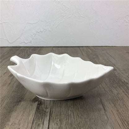 Leaf Bowl White 5.5" | High Quality Ceramic Leaf Shaped Side Dish for Salads and More