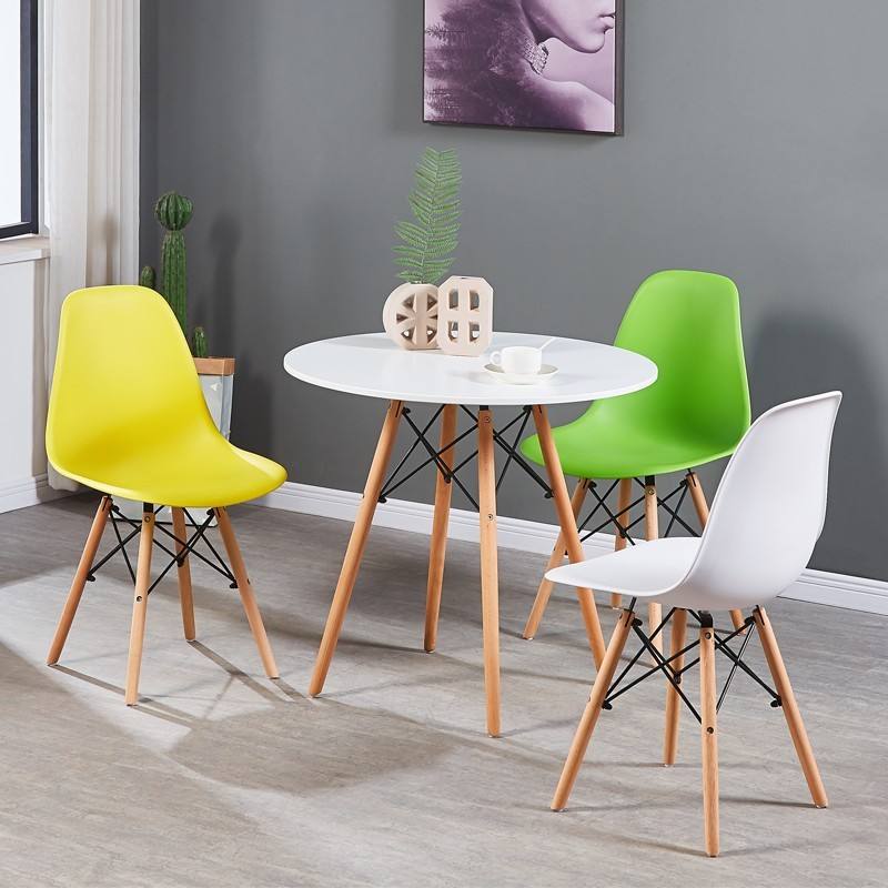 Modern Soft Seat Cushion PP Dining Chair | Tulip Plastic Easy Install Chair with Wooden Legs | Candy Color Leisure Chair for Café, Hotel, and Outdoor Use