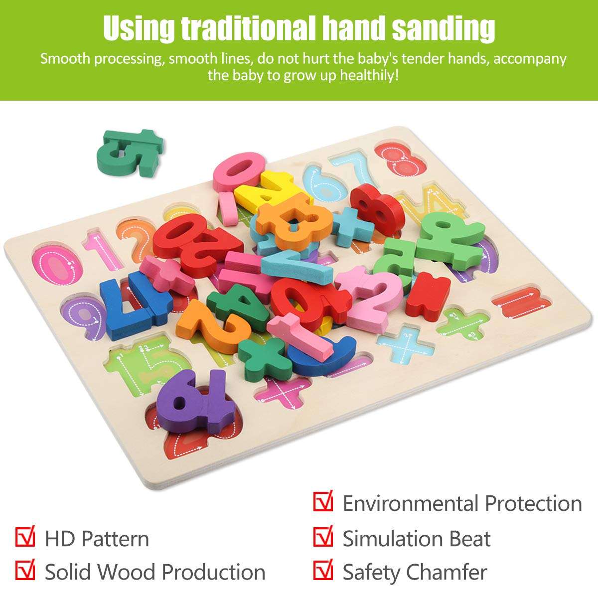 Montessori Educational Wooden Toy | Early Learning Math Board for Hand-Eye Coordination | 30x30cm