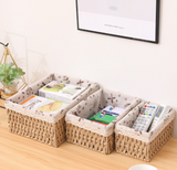 3 in1 Multipurpose Woven Storage Basket | Stylish and Functional Organizer | Versatile Storage Solution | 	26X19.5X10 cm