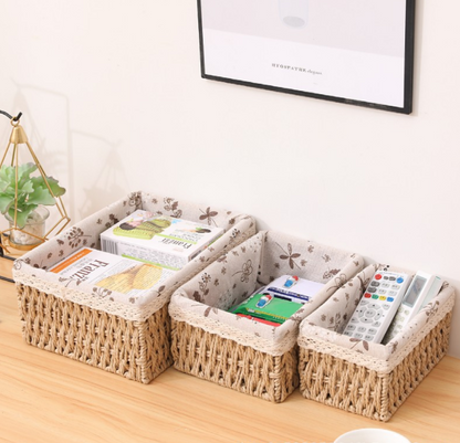 3 in1 Multipurpose Woven Storage Basket | Stylish and Functional Organizer | Versatile Storage Solution | 	26X19.5X10 cm