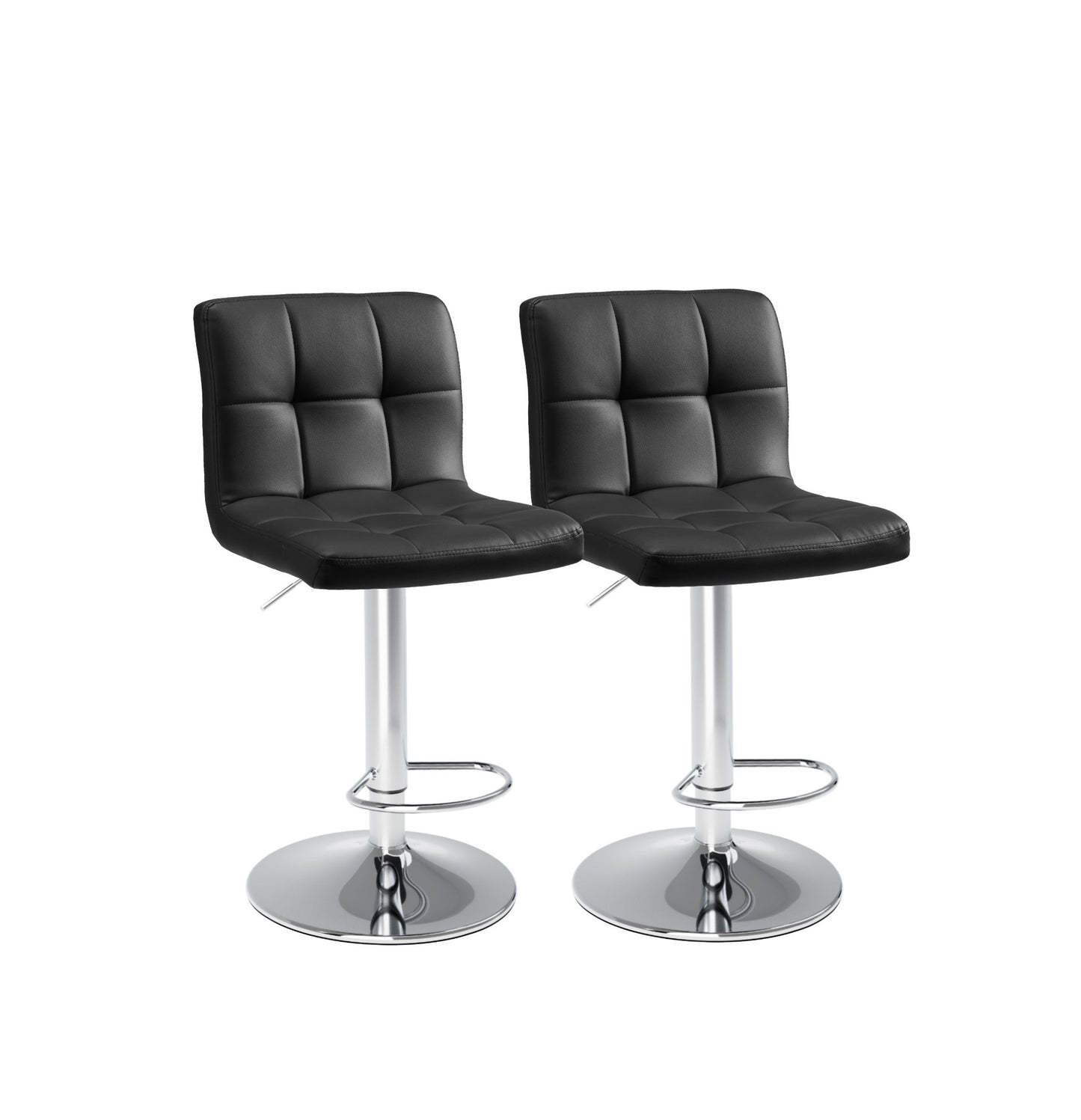 Bar Stools | PU Leather Adjustable Swivel Barstools with Back | Counter Height Square Island Barstools