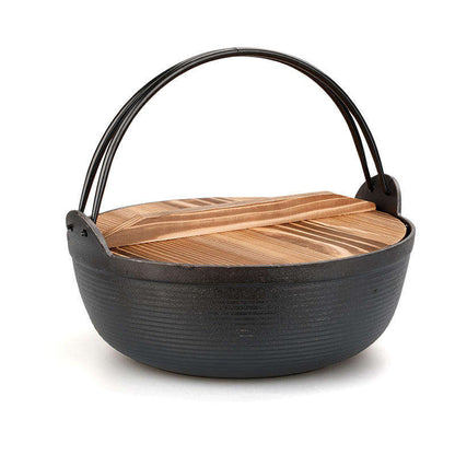 Pure Cast Iron Flat Bottom Wok | 27cm NonStick Wok with Wooden Lid | 360° Heat Distribution | All Cooktops | Outdoor Cooking