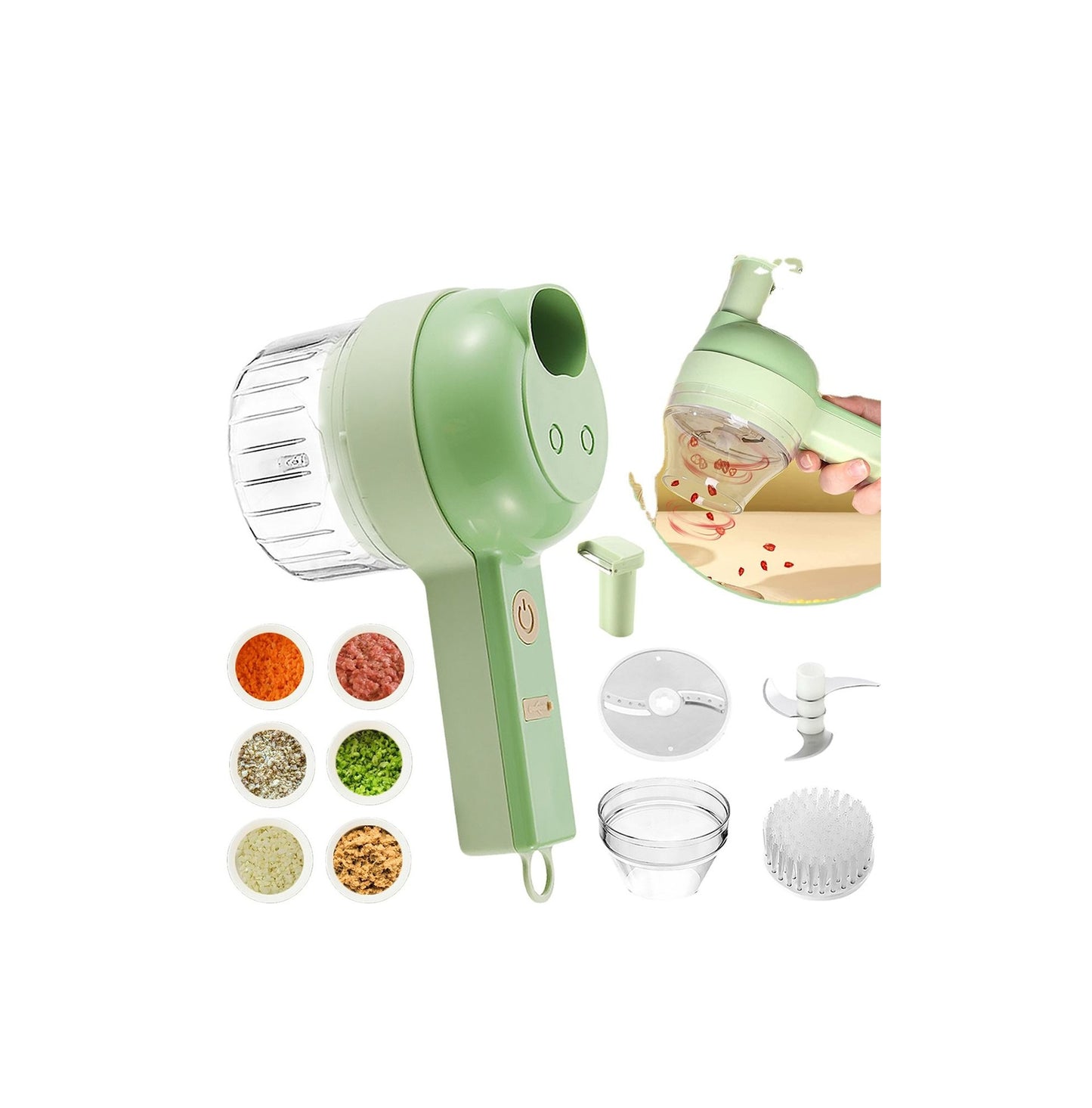 Dual Purpose Electric Food Chopper | 2in1 Garlic Masher, Frother & Egg Beater, 350ml with USB Charging