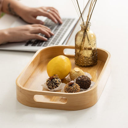 Classic Style Bamboo Tray 3 Piece Set | Square Wooden Serving Trays for Tea, Breakfast, and Party Use