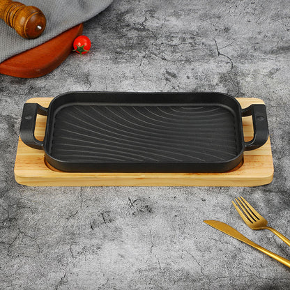 16cm x 30cm Japanese Cast Iron Sizzling Plate | Rectangular & Oval Shapes | Ideal for 1kg Meals