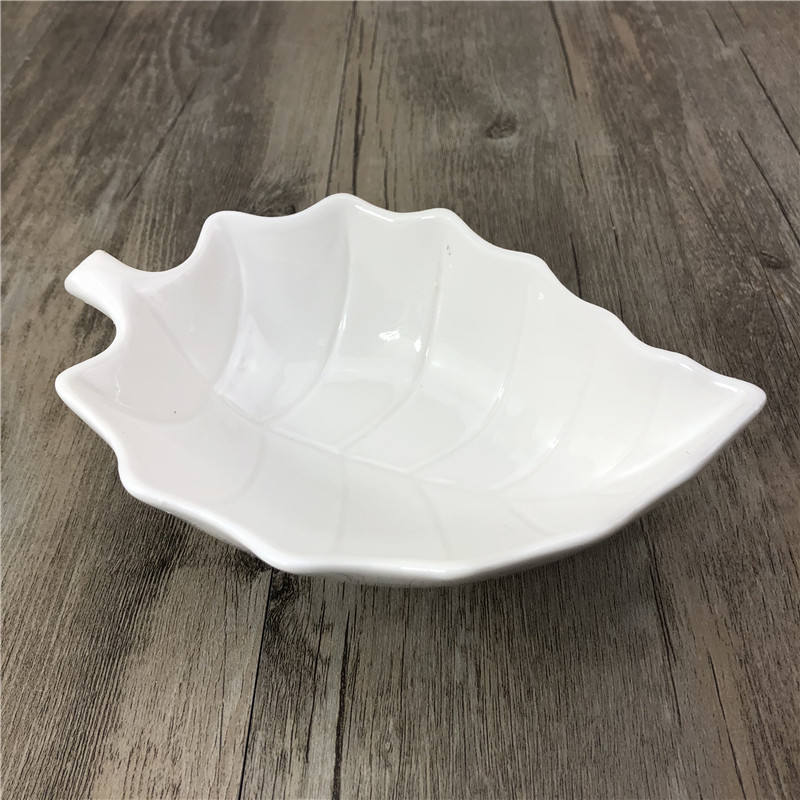 Leaf Bowl White 5.5" | High Quality Ceramic Leaf Shaped Side Dish for Salads and More