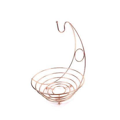 Banana Rack Stainless Steel | 28cm Hanging Fruit Holder | Silver & Rose Gold | Round Fruit Display Stand