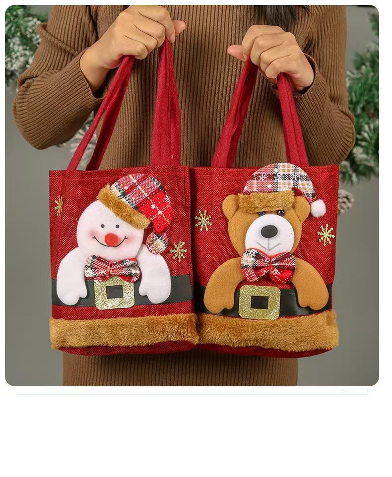 Christmas Gift Bags | Santa Claus, Snowman & Deer Designs | Children's Candy & Gift Handbag | Holiday Decorations