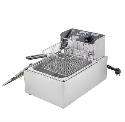 Single Electric Fryer |Stainless Steel Deep Fryer for Home and Commercial Use, Fast Heating Fryer