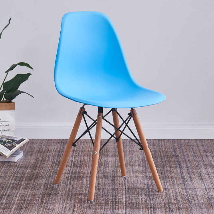 Modern Soft Seat Cushion PP Dining Chair | Tulip Plastic Easy Install Chair with Wooden Legs | Candy Color Leisure Chair for Café, Hotel, and Outdoor Use