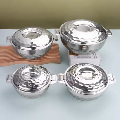 Stainless Steel Insulated Hotpot | 4pcs Set, Sizes 1000/1500/2500/3500, Durable Food Warmer