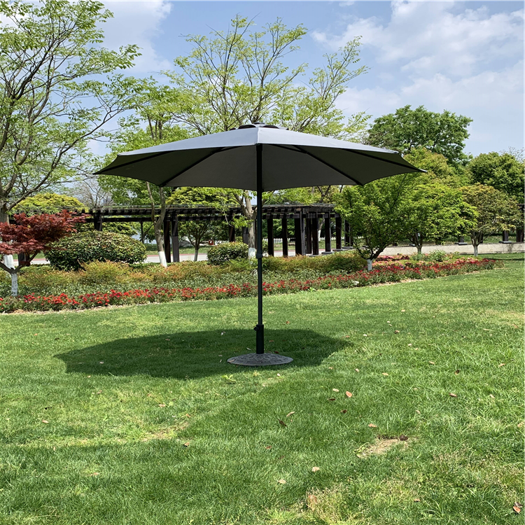 Grey Outdoor Umbrella with Base | Large Patio Sunshade | 390 cm x 247 cm | Outdoor Garden Umbrella for 4-6 People|UV Resistant Outdoors| Outdoor Setting| Garden Seating