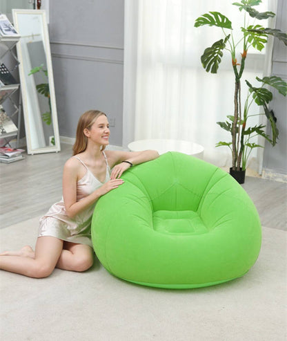 Inflatable Lazy Sofa Chair | Outdoor & Indoor Flocking Inflatable Single Chair for Adults and Students with Free Pump | PVC Plush Football Sofa Lounge