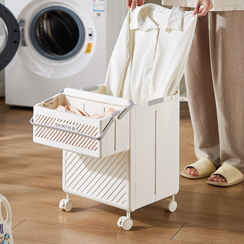 2pcs Foldable Laundry Hamper Basket with Wheels | Collapsible Storage Organizer