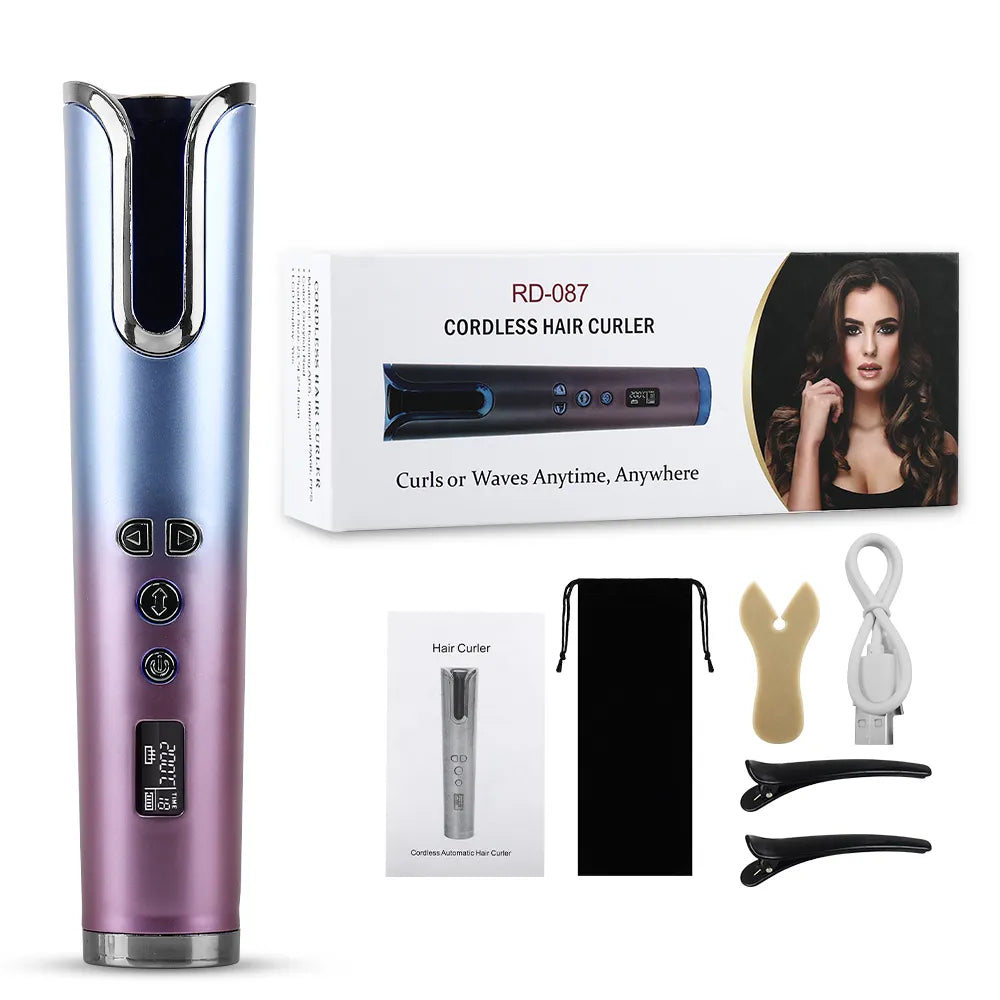 Cordless Hair Curler | Rechargeable, Portable, with Temperature Control